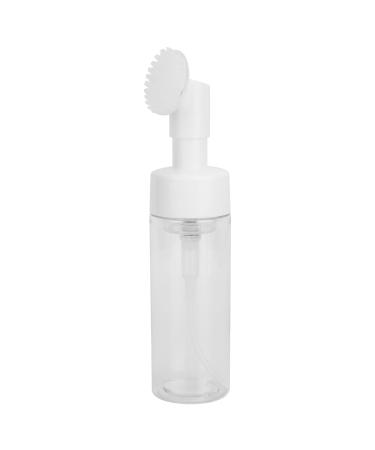Foam Bottle with Brush Mousse Foaming Bottle Silicone Brush Empty Refillable Facial Cleanser Foaming Bottle Transparent (200ML)