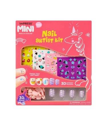KISS imPRESS MINI Nail Artist Kit for Kids  Press-On Nails Manicure Set  20 Fake Nails  6 Accent Nails  4 Sticker Sheets