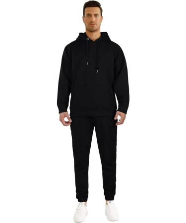 GINGTTO Men's Black Athletic Tracksuit Set - Pullover Hoodie & Sweatpants - Size Large - Buy Online on GoSupps.com