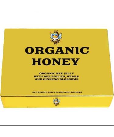 Organic Natural Honey Infused With Natural Jelly, Honey Bee Pollen, & 100% Natural Herbs (24 Sachets 20Grams Each)