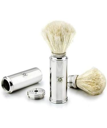 Men's Travel Shaving Brush - White Badger Hair & Stainless Steel Handle | Portable Grooming Essential - Buy Online on GoSupps.com