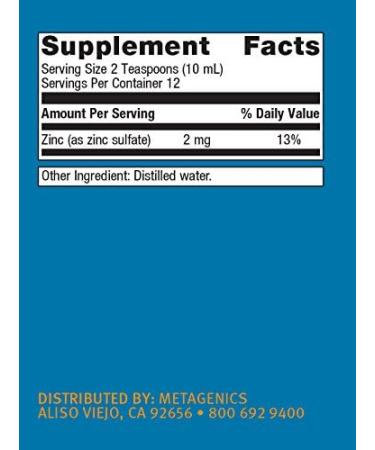 Metagenics Zinc Tally Liquid - 4 fl oz | Essential Trace Mineral Supplement - Buy Online on GoSupps.com