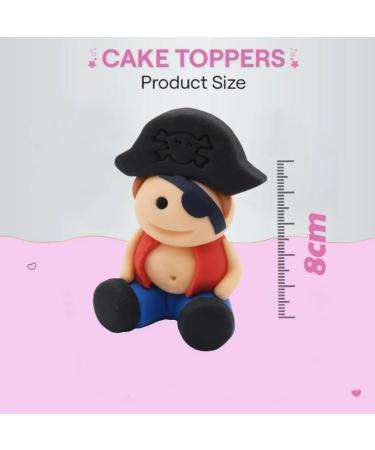 4x Edible Pirate Cake Toppers Set - Handmade Icing Fondant Pirate Ship Bag Map Birthday Baby Showers Cupcake Decor Supplies Comes with an Edible Glue - Buy Online on GoSupps.com