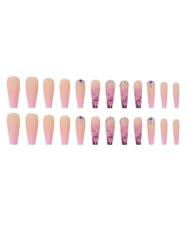 Foccna Extra Long Rhinestone Pink Fake Nails - 24PCS - Buy Online on GoSupps.com