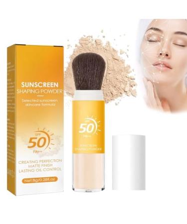 Sunscreen Setting Powde Spf 50 Pa++Mineral Setting Powder Sunscreen Powder For Face Oil Control Natural Matte Finish Sunscreen Soft Brush For Face Long Lasting Breathable Lightweight Concealer 1 PCS