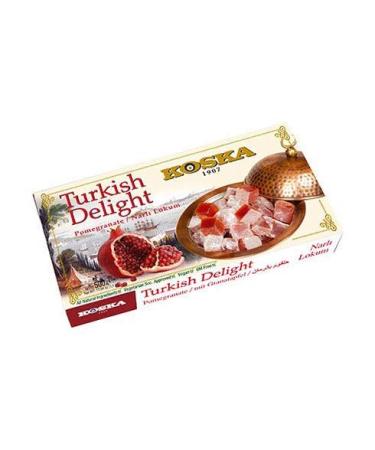 Pomegranate Loukum 500g I Turkish Delight with Koska Pomegranate Flavor | Gift Size 500g | Traditional Confectionery | Vegan | Halal | Kosher | Lokum Soft Candy | Gluten Free