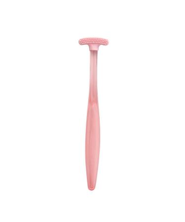Women Men Rubber Tongue Scraper Cleaner Arch Shape Manual Mouth Cleaning Brush Tongue Scraper Pink Portable and Useful