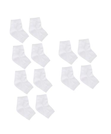 Housoutil 6 Pairs Spa Socks for Dry Feet Toeless Spa Socks Feet Cracked Socks Feet Care Socks Heel Sleeves Protectors Spa Gel Socks Gel Lined Socks Women's Anti Cracked Feet White Heel Socks