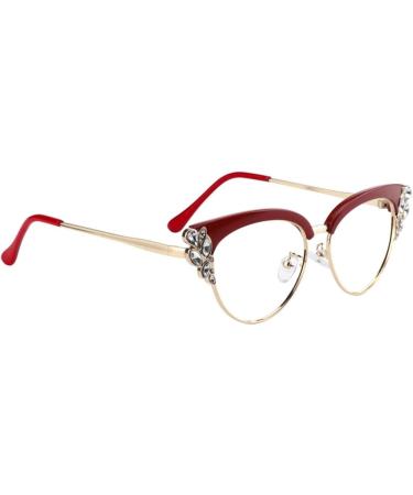VOOGLAM Cat Eye Blue Light Blocking Glasses for Women | Stylish Anti-UV Eyewear with Crystal Accents - Reduce Eyestrain & Protect Your Eyes - Buy Online on GoSupps.com