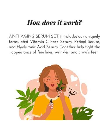 ArtNaturals Anti-Aging Set - Vitamin-C Retinol Hyaluronic Acid Serum for Wrinkles & Dark Circles - 3 x 1 Fl Oz - All Natural & Moisturizing (ANAA-0101) - Buy Online on GoSupps.com