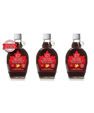 47 North Canadian Organic Maple Syrup Single Source Grade A Very Dark Strong 250g (3 Bottles a 250g)