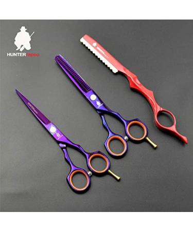 HUNTERrapoo 5.5 inch purple Stainless steel Hair cutting scissors kit thinning Shears for hairdressing barber scissors kit - Buy Online on GoSupps.com