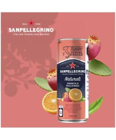 San Pellegrino Naturali Italian Sparkling Drink Arancia & Fico D India Orange Prickly Pear 330 mL Can 24 Cans Total - Buy Online on GoSupps.com