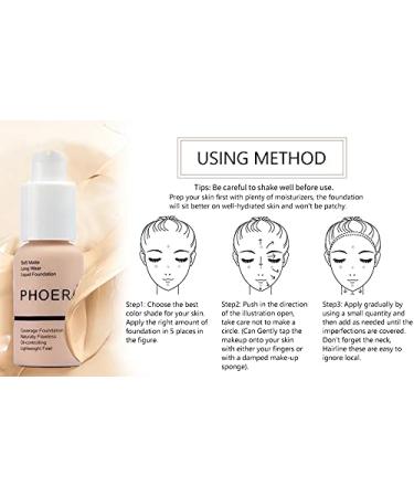 Phoera Foundation Full Coverage Makeup Set - x2 Sand 30ml Matte Foundation 6ml Face Primer & Liquid Brush for Flawless Application - International Shipping Available - Buy Online on GoSupps.com
