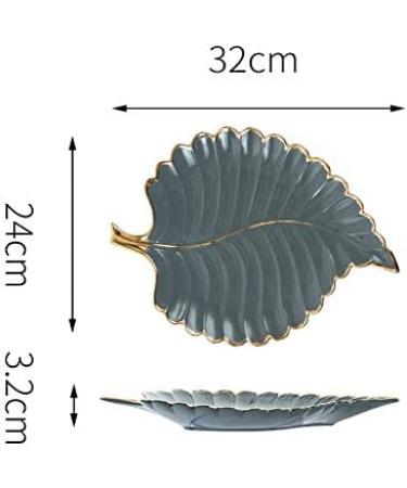 Fruit Dish Gold Plating Ceramic Plate Set Fashion Maple Leaf Design Jewelry Tray Tableware Accessories Dim Sum Fruit Plate Kitchen Dining Dish Gray L - Buy Online on GoSupps.com