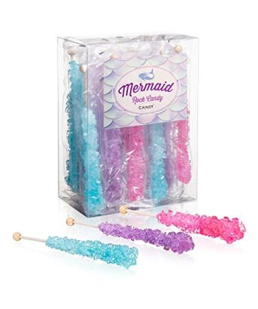 Mermaid Rock Candy Sticks - 18 Individually Wrapped Rock Candy on a Stick Mermaid 18 Count (Pack of 1)
