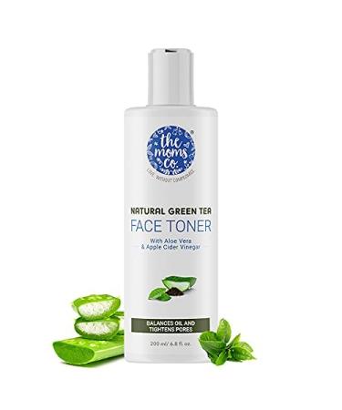The Moms Co Natural Green Tea Face Toner l Controls Sebum l Fights Acne l Tightens Pores l Hydrates & Soothes l Aloe Vera & Cucumber (200ML)