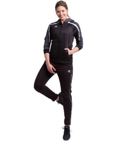 Erima Women's Liga Line 2.0 Training Jacket with Hood - Black/White/Dark Grey | International Shipping Available - Buy Online on GoSupps.com