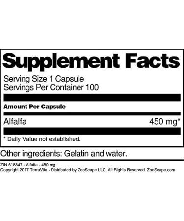 Alfalfa - 450 mg (100 Capsules ZIN: 518847) - Buy Online on GoSupps.com