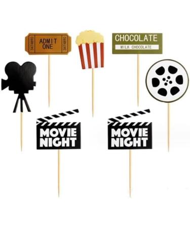Nenluny 24pcs Movie Night Cupcake Toppers Hollywood Movie Film Cinema Theme Cupcake Toppers for Movie Theme Birthday Cake Topper Decoration - Buy Online on GoSupps.com