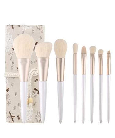 Greethga 8Pc Makeup Brushes Cosmetic Set Powder Eye Shadow Foundation Blush Beauty Lip Eyeliner Face Make Up Brush with Bag White