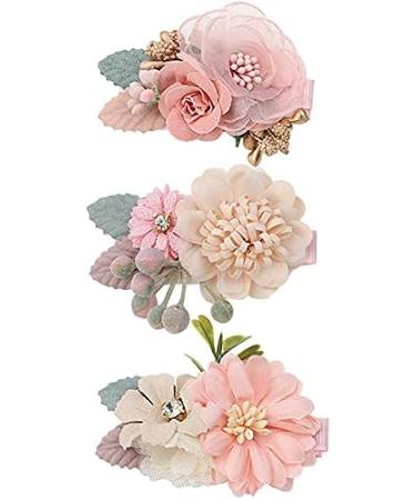3 Pieces ArtificialFlower Hair Clips floral Barrettes Hair Bow Accessories for Women Girls Teen Gifts - Buy Online on GoSupps.com