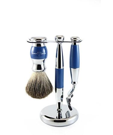 Edwin Jagger Blue & Chrome Mach 3 Shaving Set