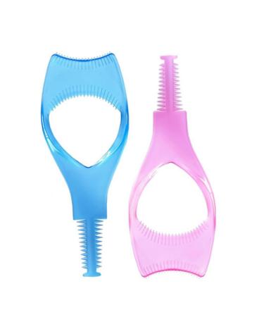 Pack of 2 Eyelash Comb Applicators - 3in1 Mascara Shield Brush & Curler Guide Tool (Blue+Pink) - Perfect for Upper & Lower Lashes | International Shipping - Buy Online on GoSupps.com
