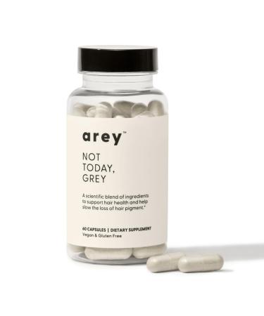 Arey Not Today Grey Daily Hair Supplement for Women & Men | Slows Grey Hair Growth & Repigment in 3-6 Months | Promotes Healthier Thicker Hair | Biotin B +D Vitamins | Vegan & Gluten Free (1 Month) 60 Count (Pack of 1)