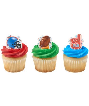 24 Football #1 Fan Cupcake Rings Topper Helmet