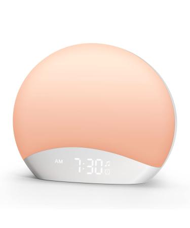 REACHER LIGHTWACKE 3 alarm ringing tone 20 natural sounds for sleeping dimmable watch 7-color night light for children adults bedroom white