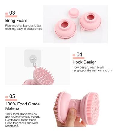 MYCOMBO Exfoliating Silicone Body Scrubber - 2 in 1 Bath & Shampoo Brush | Scalp Massager | Hygienic & Long Lasting - Pink - Buy Online on GoSupps.com