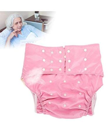 Reusable adult diaper washable adult bag diaper cover tightly adjacent adjustable diaper cloth for incontinence care protective underwear (pink) rose