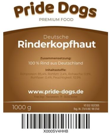 Cattle Head Skin - Premium Kausnack for Dogs | 100% German Beef | Odor-Neutral Bag | 20 cm Piece | 5kg - Pridedogs - Buy Online on GoSupps.com