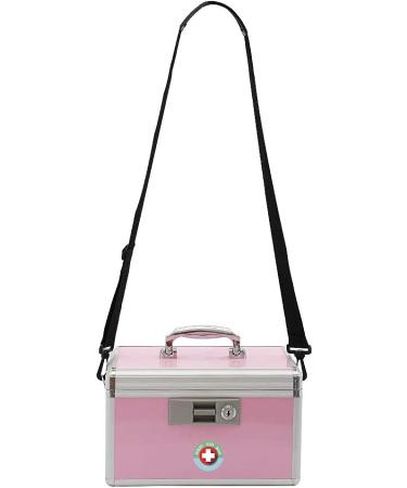 XYDStay Medicine Lock Box Aluminum First Aid Safe Storage Family Medication Cabinet Pink 12.2x7.9x8.2 Inch - Buy Online on GoSupps.com