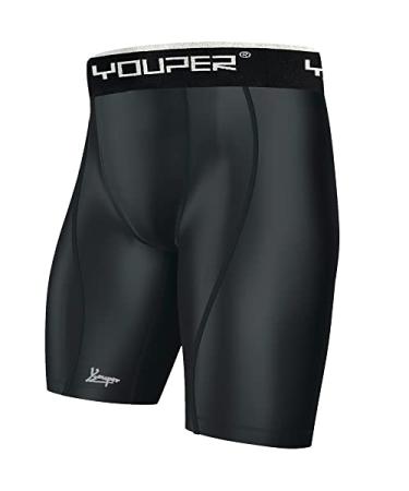 Youper Athletic Supporter Underwear, Compression Shorts w/Cup Pocket, Adult Sizes Black White Small