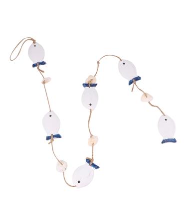 ABOOFAN 1 Pc Decor House Ornaments Wedding Ornament Fish Hanging Ornament Pendant Shell Wall Hanging Blue and White 102X4.2CM