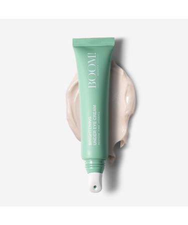 Boom Awaken Cooling Under Eye Cream - Targets Puffiness & Uneven Tone with Vitamin C Licorice Root Wild Mint Green Tea & Hyaluronic Acid - Lightweight Refreshing Vegan Formula - 0.5 oz