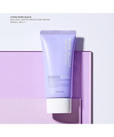 Apieu Pure Block Natural Waterproof Sun Cream SPF50+ PA++++ | Lightweight Non-Greasy K-Beauty Sunscreen - 50ml - Buy Online on GoSupps.com