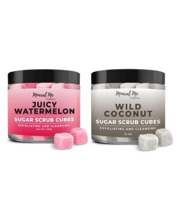 Body Scrub Exfoliator - 12oz WATERMELON Sugar scrub cubes w/Mango Butter & Shea butter Body Scrub Exfoliator - 12oz COCONUT Sugar scrub cubes Natural & Organic for all body exfoliation