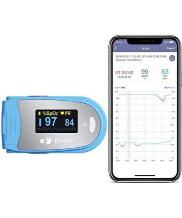 EMAY Sleep Oxygen Monitor with 40 Hours Built-in Memory | Sleep Pulse Oximeter For Overnight Oxygen Tracking | Records O2 & HR Continuously With Report & Raw Data