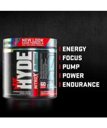 Hyde-Nitro X Pre-Workout Powder | Extreme Energy Pumps Power & Focus | High Stimulant Pre-Workout | 400mg Caffeine 1g Creatine HCL Teacrine & Nitrosigine | 60 Servings (Lollipop Punch) Lollipop Punch 60 Servings - Buy Online on GoSupps.com