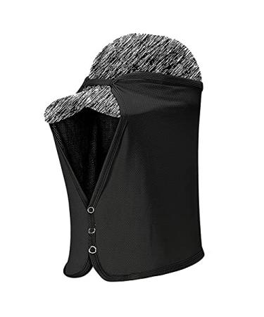 Unisex Sun Protection Neck Shade Mesh Cap Drape Elastic Cooling Face Covering Black