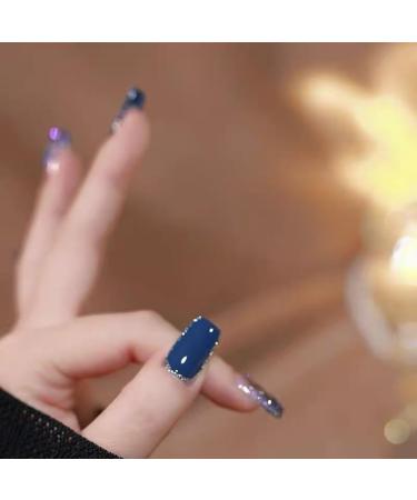 24Pcs/Set Press On Nails New Glass Blue Diamond Sparkling Aurora Diamond Patch False Nails Acrylic Fake Nails Full Cover Nails Tips Artificial Finger Manicure Press on nails for Women and Girls - Buy Online on GoSupps.com
