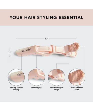 Kitsch Alligator Hair Clips - No Slip Styling & Sectioning Clips for Women - Salon Grade Makeup and Hair Clips - 3pcs (Blush) - Buy Online on GoSupps.com