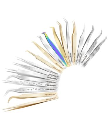 Meilaimdy Gold Eyelash Extension Tweezers - Precision Stainless Steel Straight Volume Tool for 2D-6D Fans & False Lash Clusters - Buy Online on GoSupps.com