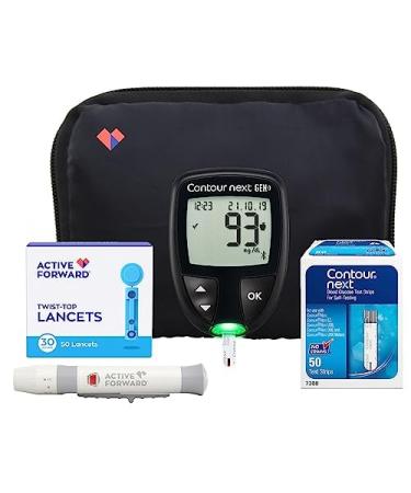 Contour NEXT GEN Glucose Monitor Kit - Blood Sugar Test Kit with 50 Contour Next Blood Glucose Test Strips & 50 Lancets for Diabetes Testing