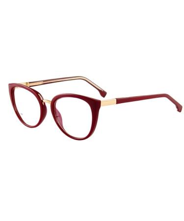 PARWANA Fatigue Relieve Reading Glasses Eyewear Computer Readers Stylish Blue Light Blocking Flat Light Mirror for Women/Men +200 Red