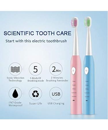 RED-NI Sonic Electric Toothbrush ET201 - Waterproof USB Fast Charging 4 Replacement Heads - Ideal for Adults & Couples - Buy Online on GoSupps.com