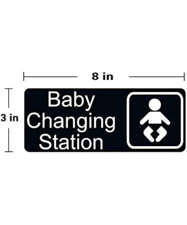 8x3 New Baby Changing Station Sign - English & Symbol - Black - Men Women Unisex - Buy Online on GoSupps.com